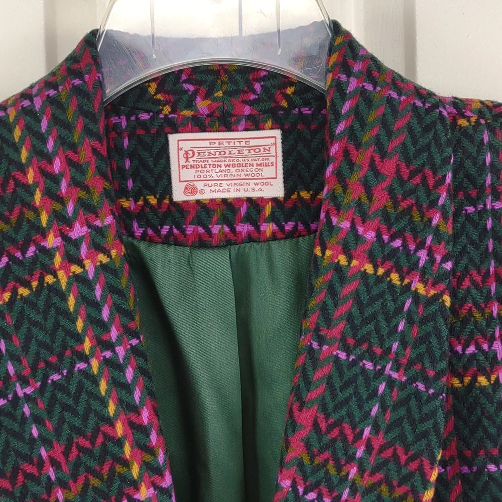 Pendleton Petite 100% Wool Fully Lined Single Button LS Plaid Blazer Jacket Sz 6 - Picture 4 of 12